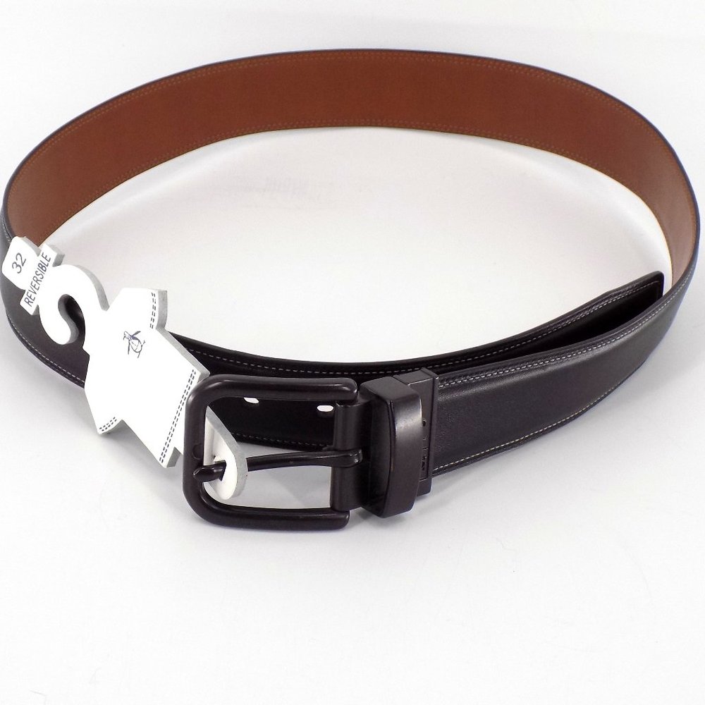 Original Penguin Black and Brown Belt Accessories